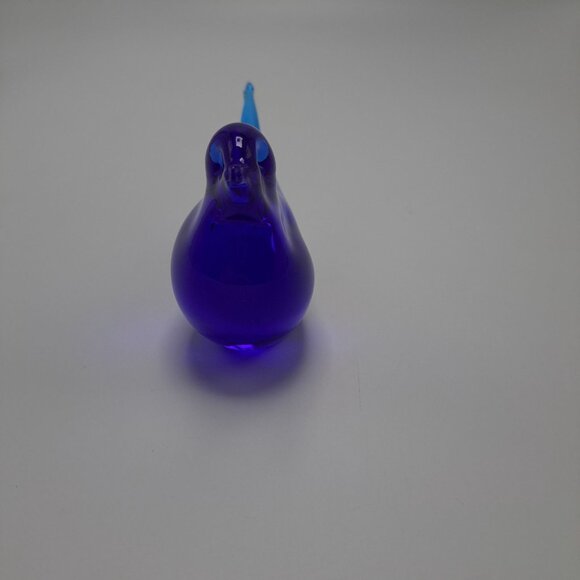 Hand Blown Blue Glass Bird Sculpture Decorative Art Piece Collectible Home Decor - Picture 7 of 12